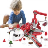 Avion cargo pentru copii simulator transport cu sunete si lumini Rosu