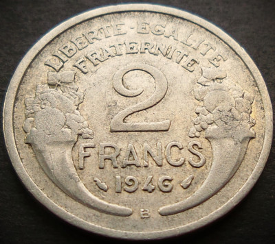 Moneda istorica 2 FRANCI - FRANTA, anul 1946 B *cod 3778 = mai rara foto