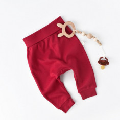 Pantaloni Bebe Unisex din bumbac organic Rosu BabyCosy (Marime: 12-18 Luni)