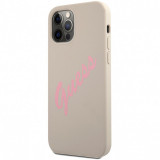 Husa TPU Guess Vintage Pink Script pentru Apple iPhone 12 Pro Max, Gri GUHCP12LLSVSGP