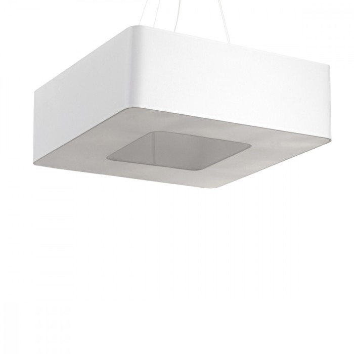 Lampadă Urano Albă, Țesătură/Pvc/Otel, 8 Becuri Pătrate Minimalistă De Interior