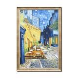 Tablou celebru pictat manual inramat, The Cafe Terrace, 100x70cm ulei pe panza, reproducere Vincent van Gogh, Magistral