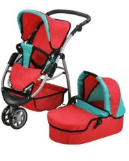 Carucior Pentru Papusi 3 In 1 Cico Red Green foto