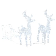 Decoratiune de Craciun cu reni si sanie 160 LED-uri 130cm acril