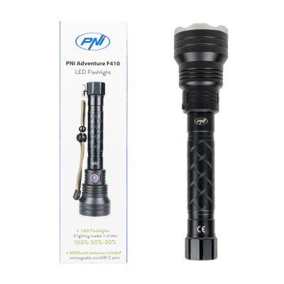 Aproape nou: Lanterna PNI Adventure F410 din aluminiu, cu LED 10W, 700 lumeni, pana foto