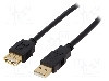 Cablu USB A mufa, USB A soclu, USB 2.0, lungime 3m, negru, BQ CABLE - CAB-USB2AAF/3G-BK