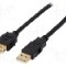 Cablu USB A mufa, USB A soclu, USB 2.0, lungime 1.8m, negru, BQ CABLE - CAB-USB2AAF/1.8G-B