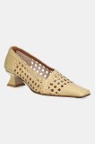 Miista pantofi de piele Gisla culoarea bej, pe toc jos, MI_5657