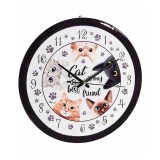 Cumpara ieftin Ceas perete ceramica multicolora sticla Pisicute &Oslash; 25 cm