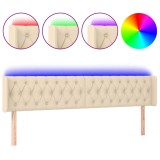 Cumpara ieftin Tablie de pat cu LED, crem, 203x16x78/88 cm, textil