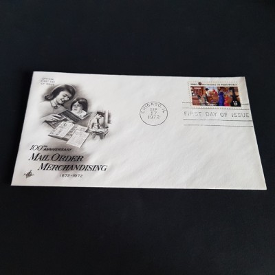 Plic filatelic rar SUA 1972.100 de ani de Comerț prin Poștă - Prima Zi de Emisiune, Chicago foto
