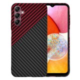 Husa slim carbon pentru samsung galaxy a14 4g / a14 5g - protectie premium fibershell, red vortex