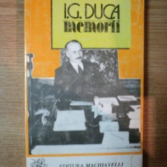 MEMORII VOL III RAZBOIUL PARTEA I (1916-1917) de I.G. DUCA , 1994