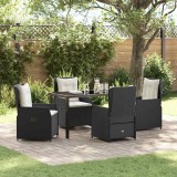 VidaXL Set masa și scaune pentru grădină , 5 piese, negru, din rattan sintetic