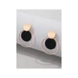Cumpara ieftin Cercei Rotunzi, Negru cu Auriu - 667371
