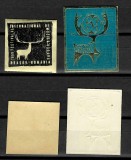 ROMANIA 1969 doua vignete rarisime nedantelate embosate pe fond auriu Festivalul Cerbul de Aur MNH