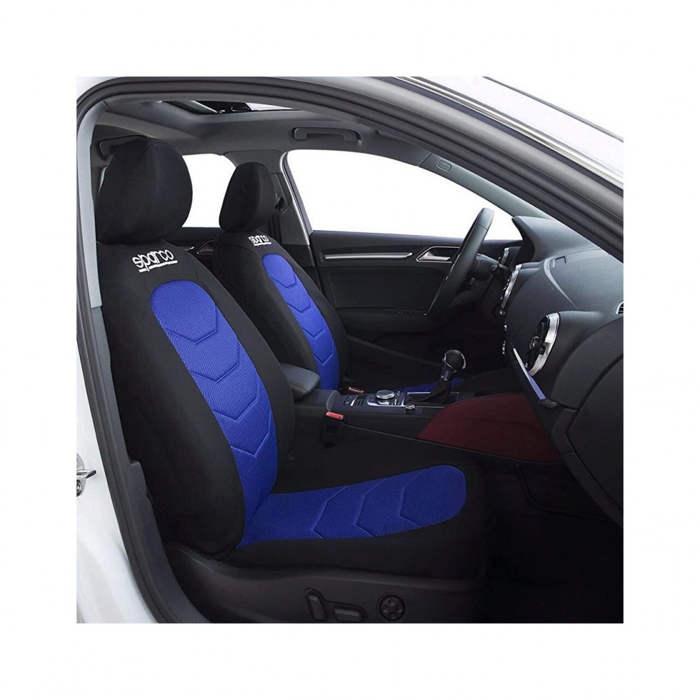 Set Huse Scaune Auto pentru Mitsubishi Colt - Sparco Ergo Sport, negru -  albastru, 9 bucati | Okazii.ro