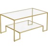 VASAGLE Masuta de cafea cu cadru din otel, suprafata din sticla calita, 100x55x45cm, auriu Household NewTrend