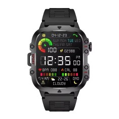 Ceas smartwatch sport, BT, apel vocal, rezistent la apa, cronograf, busola, notificari, monitorizare somn, ritm cardiac, pedometru, Android/iOS, negru