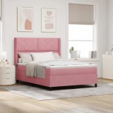 VidaXL Pat cu boxă spring LED și saltea Roz 160 x 200 cm Catifea