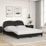 VidaXL Cadru de pat cu tăblie, negru, 160x200 cm, piele ecologică