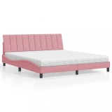 VidaXL Pat cu saltea, Hanko, roz, 180x200 cm, catifea 3208615