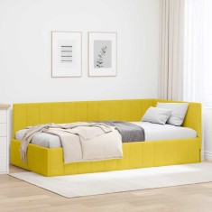 vidaXL Cadru de pat colțar cu headboard Galben 100 x 200 cm Catifea