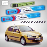 Ștergătoare Renault Clio II Hatchback 1998-2009 | Set Față și Spate Flat Premium &ndash; TeamCar&reg;