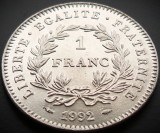 Moneda 1 FRANC - FRANTA, anul 1992 * cod 3003 = A.UNC +