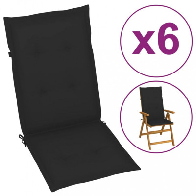 Perne scaun de grădină, 6 buc., negru, 120x50x3 cm foto