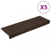 VidaXL Covorașe autoadezive pentru scări, 15 buc., 65x21x4 cm, maro, cu margini dreptunghiulare