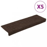 VidaXL Covorașe de scări cusătură punch, 15 buc., maro, 65x21x4 cm