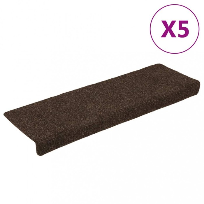 vidaXL Covorașe autoadezive pentru scări, 15 buc., 65x21x4 cm, maro, cu margini dreptunghiulare
