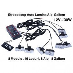Stroboscop auto galben, alb, 30W, Multifunctional, CAR-9302-8