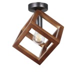 Plafoniera Klausen Rhombus PL1 Nuc, Design Modern Lemn Metal, 24x22x22 cm, Dulie E27, Iluminat Interior Elegant pentru Dormitor sau Hol Relaxant