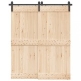 VidaXL Set feronerie pentru ușă glisantă, negru, 183 cm, oțel