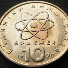 Moneda 10 DRAHME - GRECIA, anul 1990 *cod 1370 = ΔΗΜΟΚΡΙΤΟΣ