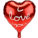 Balon din folie metalizata, flippy, figurina inima, model i love you scris de mana, tema ziua indragostitilor, 45 cm, ambalaj individual, pai inclus,