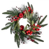 Decoratiune Craciun, Coroana, Diametru 45cm, Impodobita, Verde și Roșu, Oem