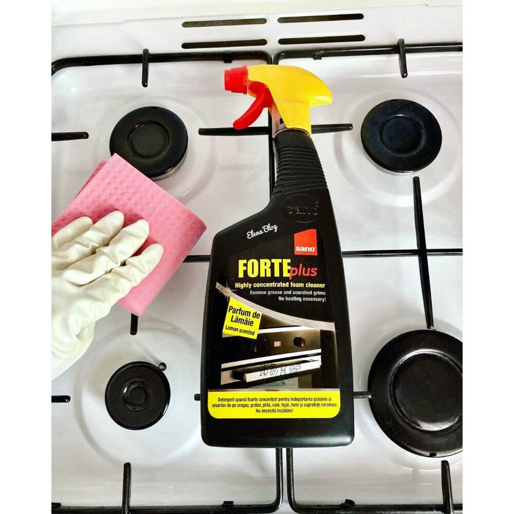 SANO Forte Plus Lamaie, 750 ml, pentru Indepartarea Grasimilor de pe  Aragaz, Detergent Spuma Concentrat, Solutie Importiva Grasimii Arse,  Solutie Arag | Okazii.ro