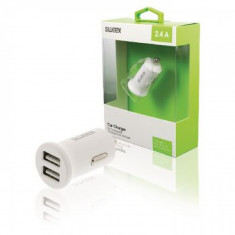 Incarcator auto 2x USB 2.4 A alb, Sweex 8717534023291 foto