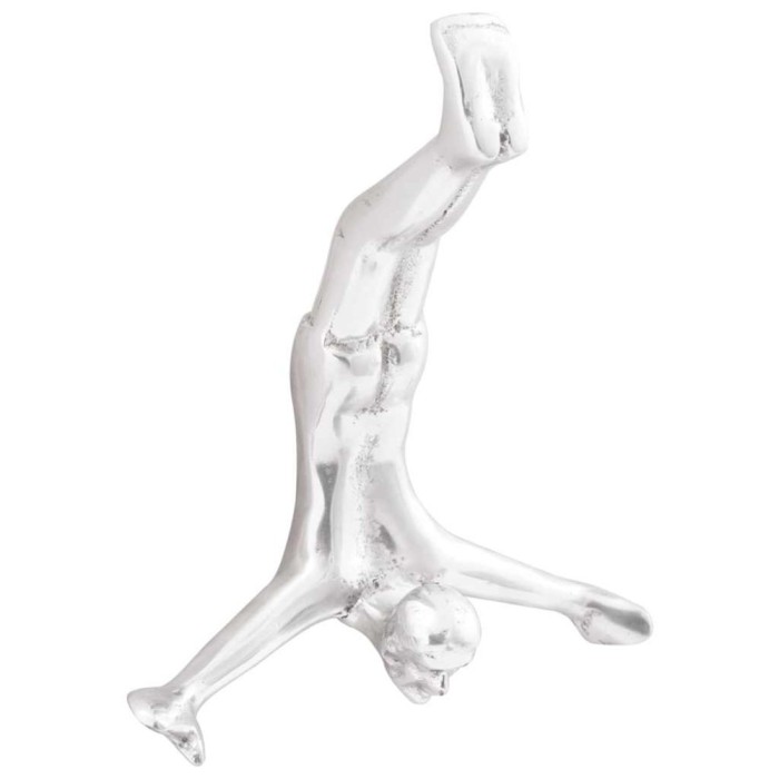 vidaXL Sculptură om &icirc;n cadere, argintiu, 22x8x25 cm, aluminiu