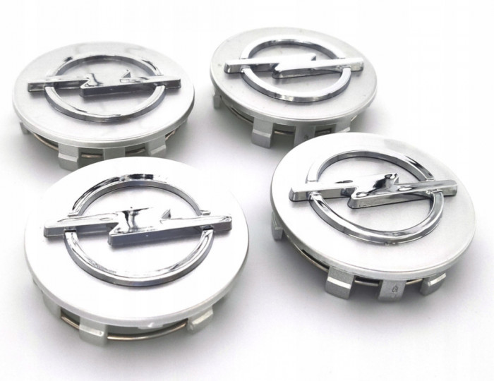 Embleme Opel argintii 59 mm Set de 4 bucăți