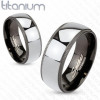 Inel argintiu din titan, cu margini negre cu stria&Aring;&pound;ii - Marime inel: 64