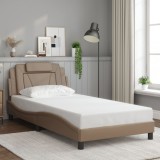 VidaXL Cadru de pat cu tăblie, cappuccino, 100x200 cm, piele ecologică 3208079
