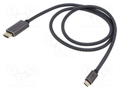 Cablu HDMI - USB C textil 2m Goobay negru argintiu 4K UHD foto