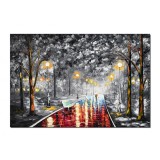 Tablou GIGANT pictat manual dormitor, living - Impreuna pentru totdeauna (2) - 150x100cm ulei pe panza de in, cutit efect 3D, Spectaculos