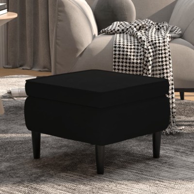 vidaXL Scaun cu picioare din lemn, negru, catifea 329442 foto