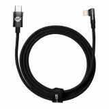Cablu De Alimentare Cu Energie &icirc;n Unghi Drept Baseus MVP 2 Cu USB Lateral Tip C / Mufă Lightning 2m 20W Negru (CAVP000301)