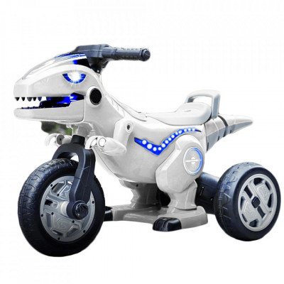 Motocicletă dinozaur cu acumulator, 2 motoare, 12V, 5A, Alb foto